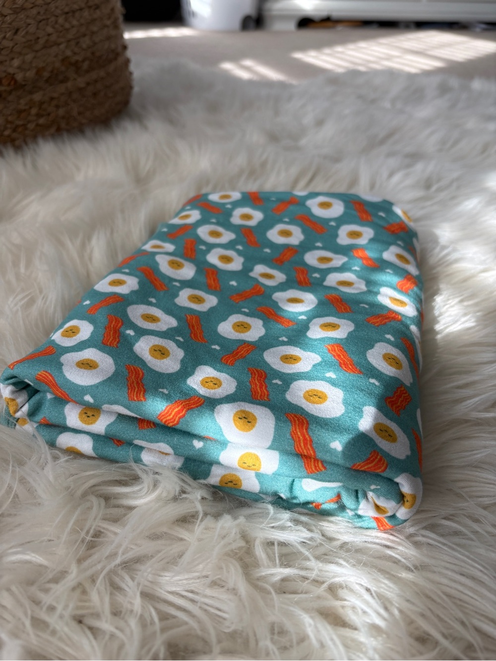 Clover Baby & Kids Egg & Bacon bamboo swaddle blanket